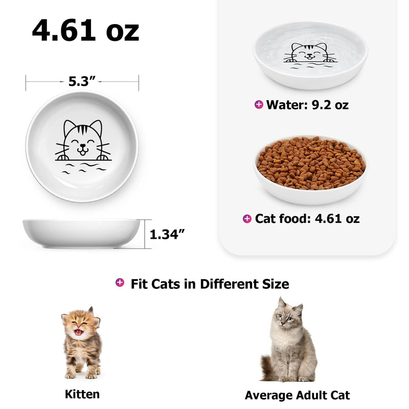 Y YHY Ceramic Cat Dishes, Cat Food Bowls Whisker-Friendly, Cat Bowls for Food and Water, Wide and Shallow Pet Dishes for Cat, Kitten, Kitty, and Rabbits, 3 Pack, 5 OZ, White - BeesActive Australia
