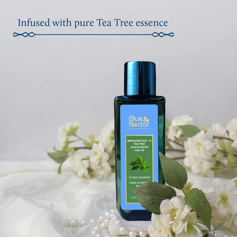 Blue Nectar Tea Tree Healthy Scalp and Anti Dandruff Hair Oil with 14 Ayurvedic herbs (100 ml) - BeesActive Australia