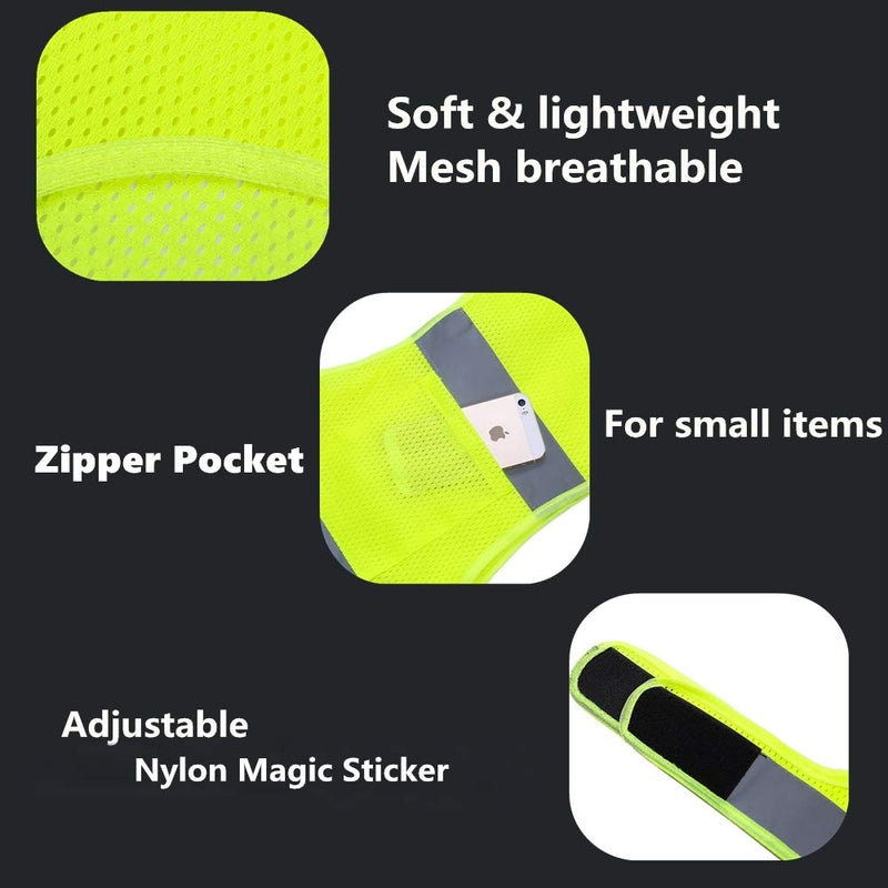 [AUSTRALIA] - IDOU Reflective Vest Safety Running Gear with Pocket, Ultralight &Adjustable Waist&360°High Visibility for Running,Jogging,Biking,Motorcycle,Walking,Women & Men (neon Yellow) (neon Yellow, Large) Neon Yellow 