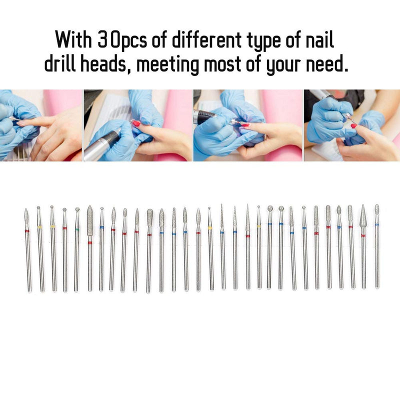 Nail Drill Bits Set, Efile Drill Bits Diamond Nail Drill Bits 10Pcs 3/32 inch Nail Bits for Remove Acrylic Gel Nails Cuticle Manicure Pedicure Tools(B) B - BeesActive Australia