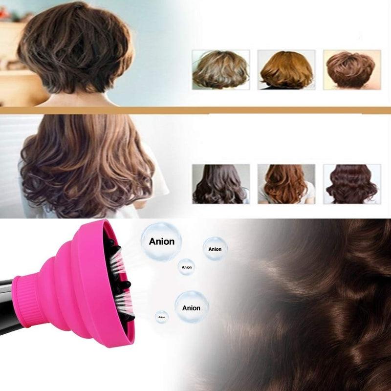 Hair Diffuser Hair Dryer Travel Collapsible Hair Dryer Portable Diffuser Curly Hair Airflow Attachment for Salon or Home Use (rose red) - BeesActive Australia