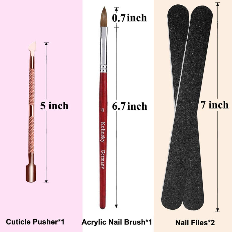 Acrylic Nail Brush and Cuticle Pusher,100% Kolinsky Hair Nail Art Brush for Acrylic False Nail Acrylic Powder, Red-Wood Pen, Salon Quality Non-Forked And Non-Clumping Nib (Size 8) #8 - BeesActive Australia
