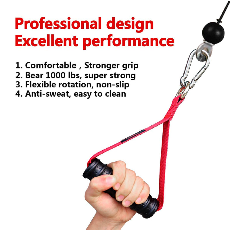 Vigoog Heavy Duty Gym Exercise Handles Attachment for Cable Machine,Resistance Band,Pulley System Home Fitness Workout Equipment, with Elastic Rubber Grip and 2 Large Carabiners Glory red - BeesActive Australia