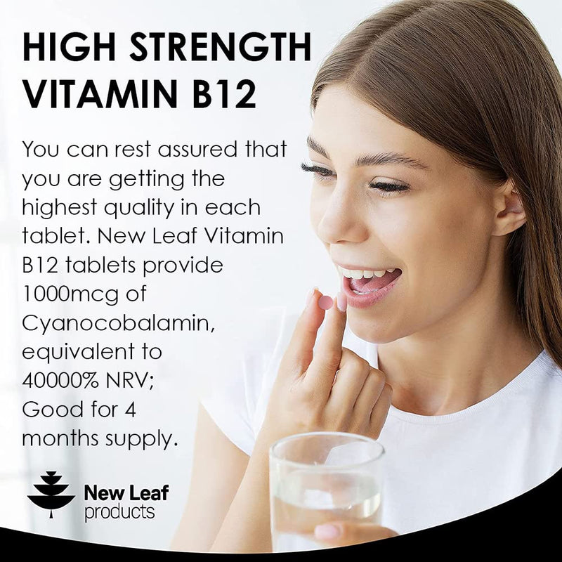 Vitamin B12 High Strength Tablets - 1000mcg Vegan B12 Vitamin Methylcobalamin Supplement � Contributes to The Reduction of Tiredness and Fatigue & Immune Energy Support Made in the UK (4 Month Supply) - BeesActive Australia