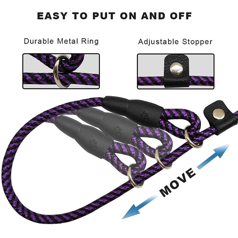MayPaw Dog Leash Rope Slip Lead,1/4"-5Ft Durable Nylon Puppy Leash- Colorful Adjustable Training Pet Leash for Small and X-Small Dogs 1/4 in x 5ft purple - BeesActive Australia