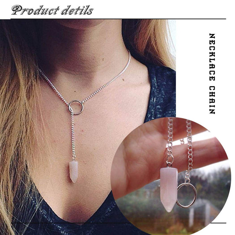 Hannah Boho Crystal Necklaces Silver Short Y-Shape Pendant Necklace Chain Jewelry for Women and Girls - BeesActive Australia