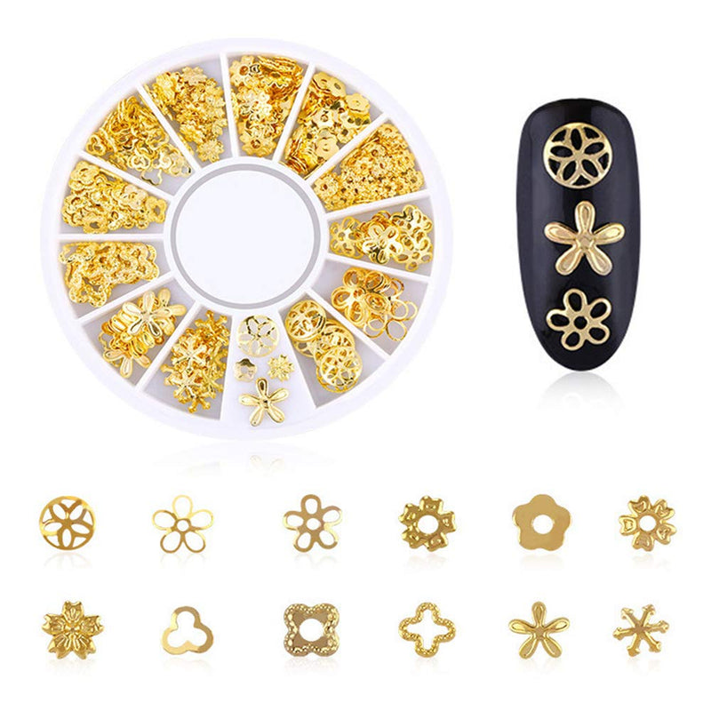 6 Boxes Metal Nail Studs 3D Nail Art Decorations Glitter 3d Nail Charms Design Gold Jewels Rivet Micro Caviar Beads Star Moon Heart Triangle Square Shell Punk Gems for Manicure Tips Decor - BeesActive Australia