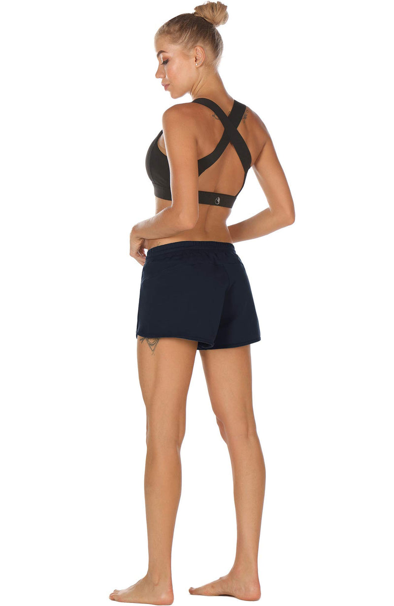 [AUSTRALIA] - icyzone Athletic Lounge Shorts for Women - Running Jogging Workout Cotton Sweat Shorts Navy X-Large 
