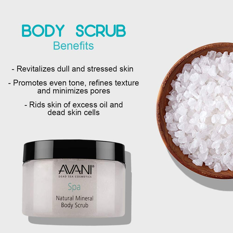 Avani Natural Mineral Body Scrub - Dead Sea Salt, Vitamin E, Jojoba, Sunflower, Sweet Almond - Exfoliating Formula for All Skin Types - Citrus/Vanilla Citrus & Vanilla - BeesActive Australia