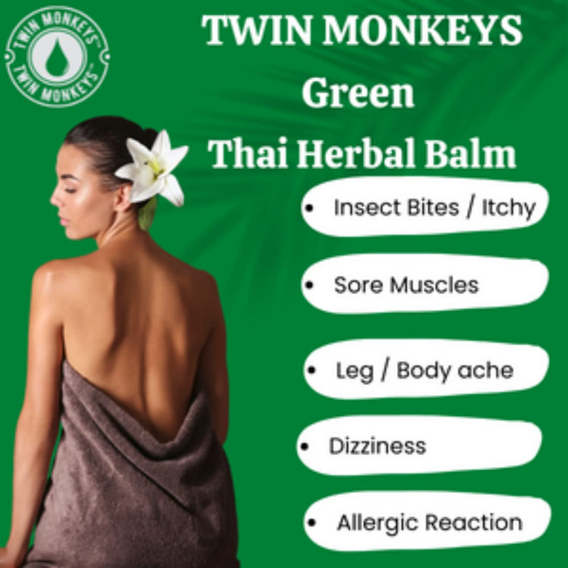 TWIN MONKEYS | Thai Herbal Balm(Green Balm Extra Strength) 25g/0.8Fl.oz (Pack of 1, 1) Pack of 1 1.0 - BeesActive Australia
