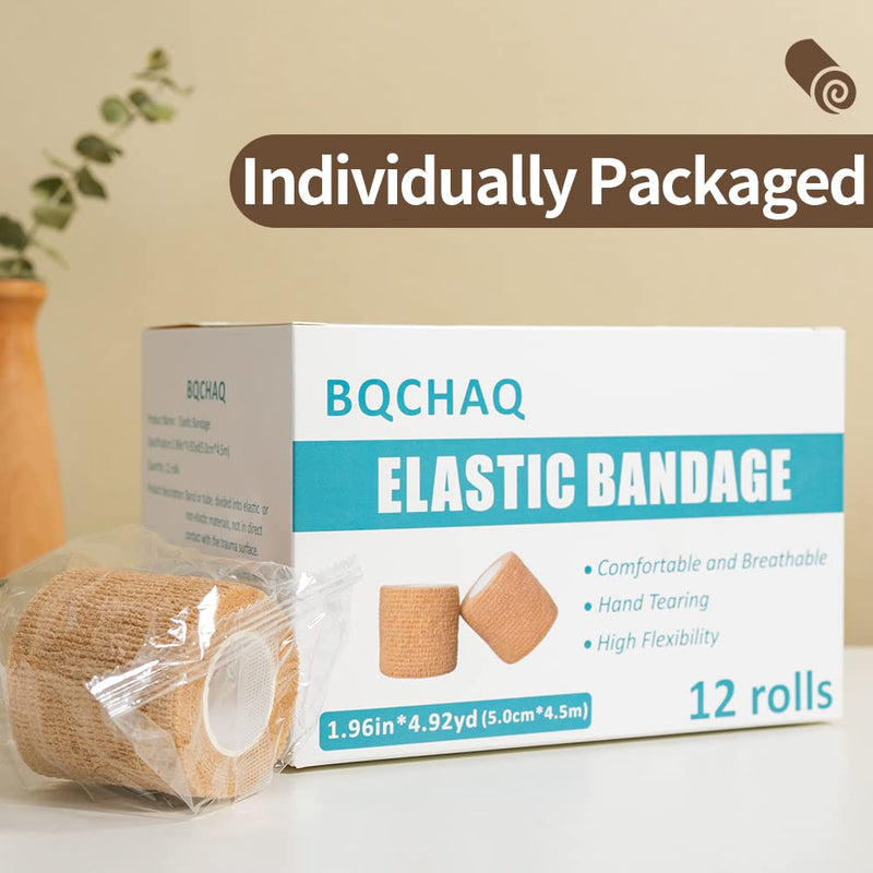 Self Adhesive Bandage Medical Tape Elastic Bandages Flexible Breathable First Aid Nonwoven Roll Stretching Exercise, Ankle Sprains and Swelling,Sports 2" x 5 Yards,12 Pack - BeesActive Australia