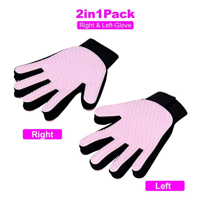 miaow Pet Grooming Glove,Five Fingers with 259 Silicone Needles,Effective in Removing Pet Floating Hair, Glove Size fits All,Double-Side Pet Grooming Design, can be Worn on Both Hands-1 Piece, Pink - BeesActive Australia