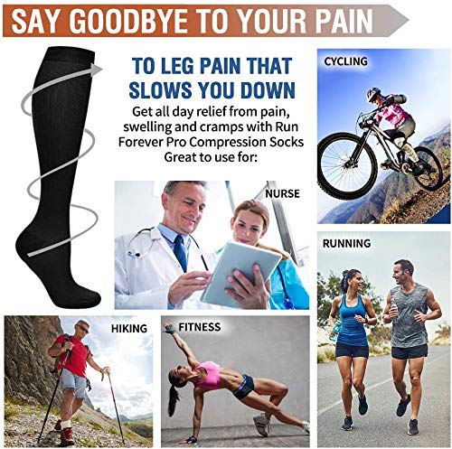 Compression Socks for Men & Women 7 Pairs Circulation 15-20 mmHg-Best support for Athletic, Nurse, Medical, Running Black S-M - BeesActive Australia