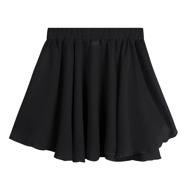 [AUSTRALIA] - iiniim Kids Girls Basic Ballet Dance Chiffon Pleated Wrap Skirt Pull-On Skate Over Scarf Gymnastic Leotard Dancewear Black 7 / 8 