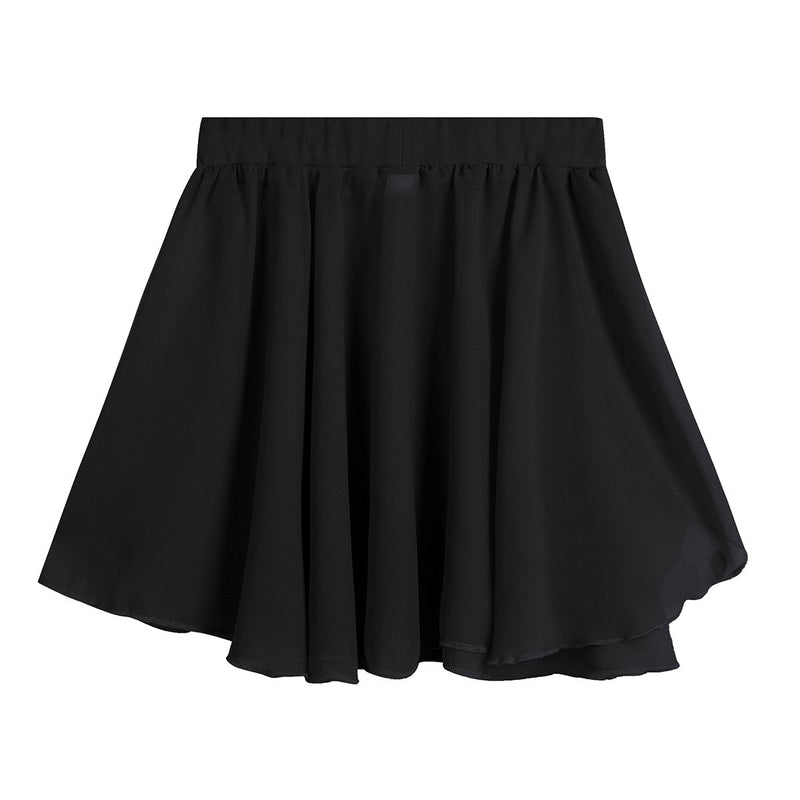 [AUSTRALIA] - easyforever Kids Girls Basic Chiffon Pleated Pull-on Wrap Skirt Ballet Dancewear Daily Casual Clothes Black 5 / 6 