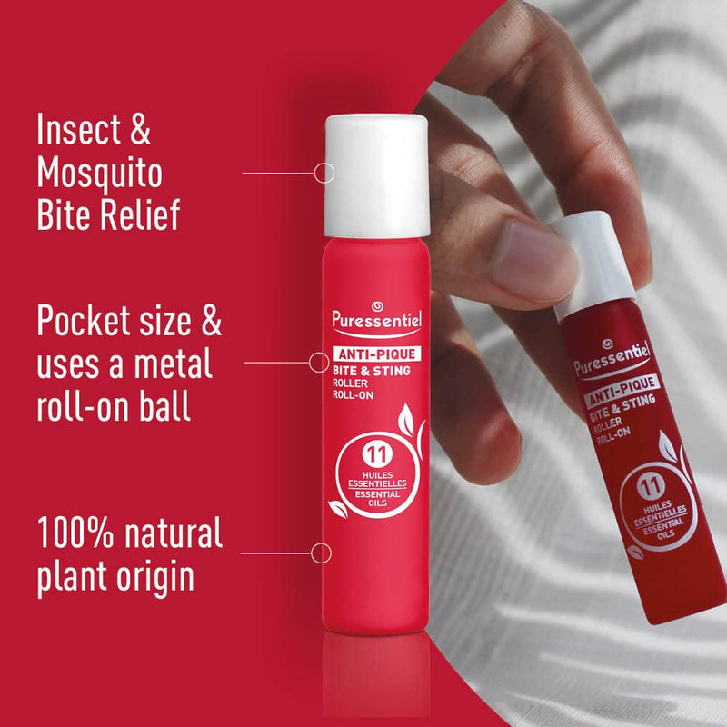 Puressentiel Bite & Sting Relief Roll-On 5 ml – Instant & Lasting Effect - Mosquito Bites, Insect Bites, Bee, Wasp & Nettle Stings – 100% Natural – Bite, Sting & Itch Soothing Properties - Pocket Size - BeesActive Australia