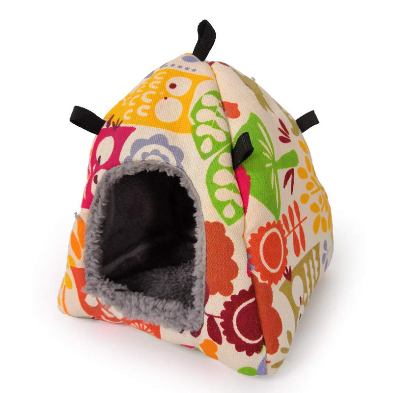 Bird Plush Hammock Parrot Hanging Snuggle Cave Happy Hut Tent for Parakeet Cockatiel Conure Lovebird Budgie Hamster Gerbil Rat Chinchilla Squirrel Cage Medium Beige Pattern - BeesActive Australia