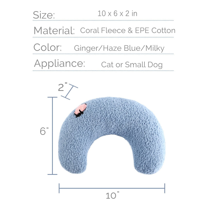 Little Pillow for Cats, Ultra Soft Fluffy Pet Calming Toy Half Donut Cuddler for Joint Relief Sleeping Improve Machine Washable Haze Blue - BeesActive Australia