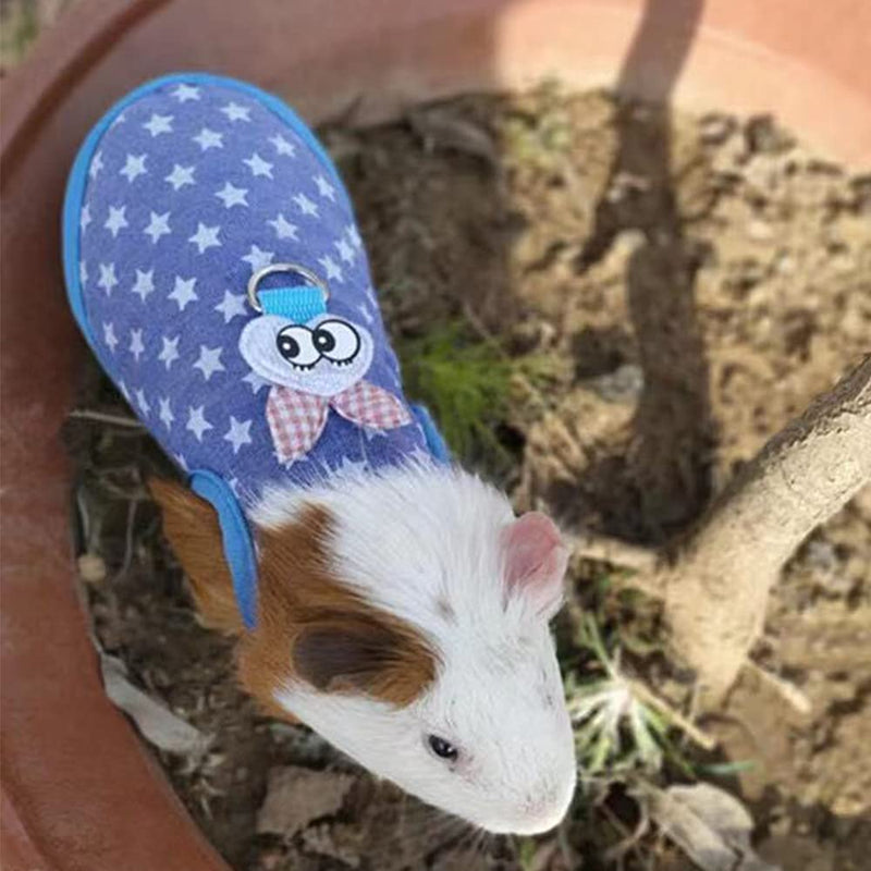Anelekor Small Animals Christmas Costume Hamster Santa Coat Guinea Pig Harness and Leash Set Small Pets Clothes for Rats Lizard Kitty Mini Dog Hedgehog Iguana and Small Breeds Medium Blue - BeesActive Australia