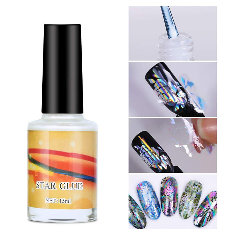 Ownest 2 Packs Galaxy Star Nail Art Foil Glue for Foil Sticker Nail Transfer Tips Decorations Adhesive Manicure Art DIY-15ml A - BeesActive Australia