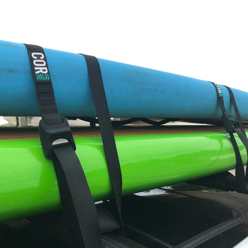 COR Surf Premium 'No Scratch' Silicon Tie Down Straps for Surfboards, Paddle Boards, Kayaks and Canoes (10 Feet) - BeesActive Australia