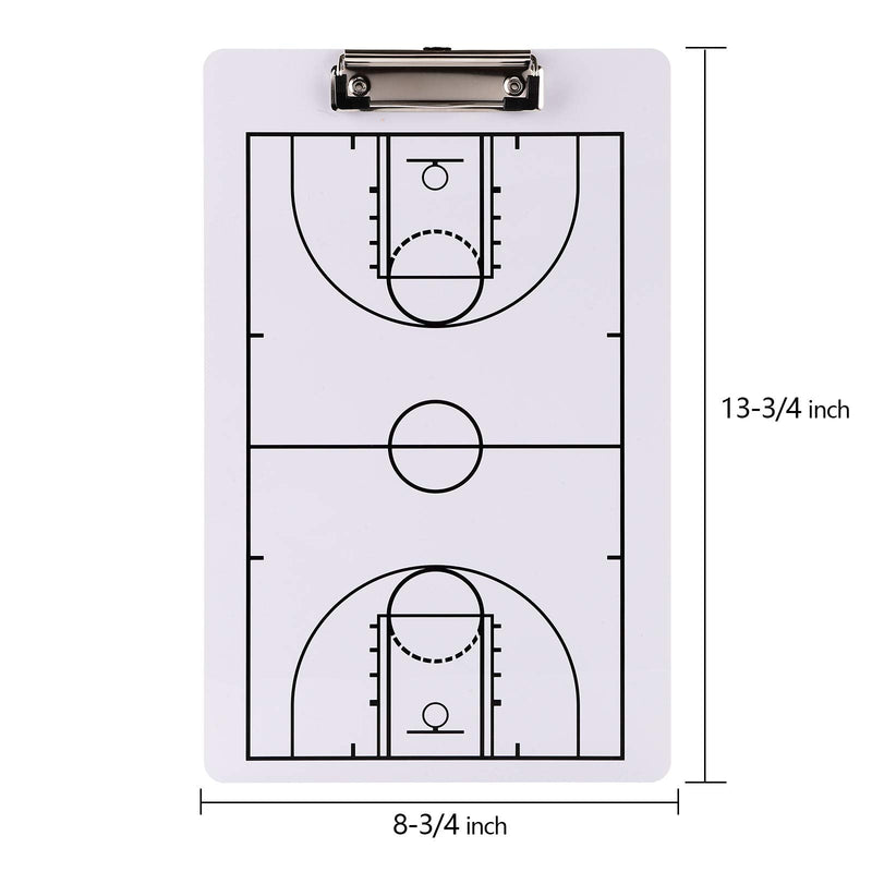 Jucoan 2 Pack Basketball Coach Clipboard, 13-3/4 x 8-3/4 Inch Dry Erase Coaching Board, Double-Sided Full and Haft Court Marker Tactic Board, Coaching Equipment for School Sports Training, Game Plan - BeesActive Australia