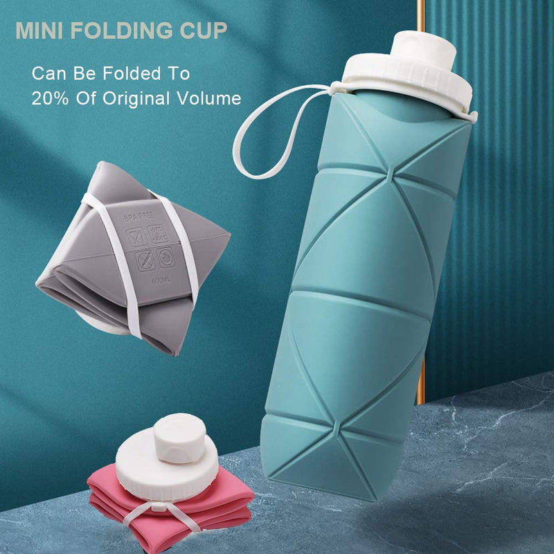 SPECIAL MADE Collapsible Water Bottles Leakproof Valve Reusable BPA Free Silicone Foldable Travel Water Bottle for Gym Camping Hiking Travel Sports Lightweight Durable 20oz Dark Green - BeesActive Australia
