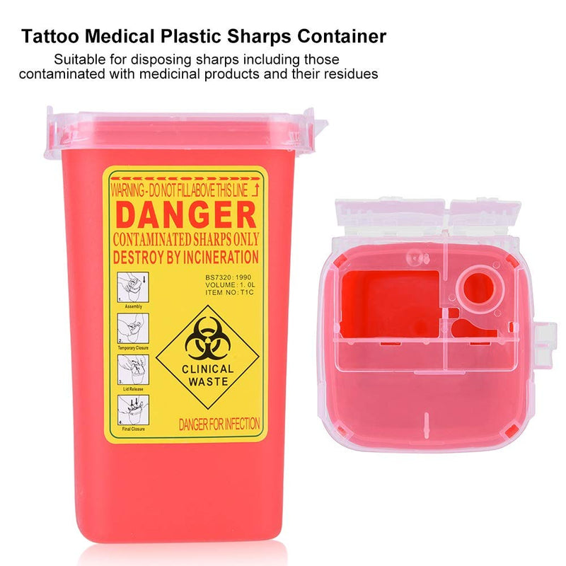 Sharps Bin Nikou Biohazard Needle,Tattoo Medical Plastic Sharps Container, Waste Box 1 Litre (Color : Red) - BeesActive Australia