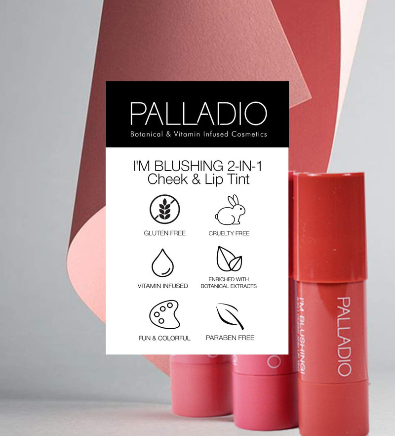 Palladio I'm Blushing 2-in-1 Cheek and Lip Tint, Buildable Lightweight Cream Blush, Sheer Multi Stick Hydrating formula, All day wear, Easy Application, Shimmery, Blends Perfectly onto Skin, Dainty - BeesActive Australia