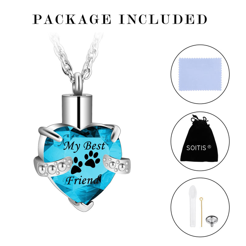 Crystal Cremation Jewelry Heart Urn Necklace for Pet Ashes Stainless Steel Birthstone Memorial Keepsake Ash Holder for Cat Dog December - BeesActive Australia