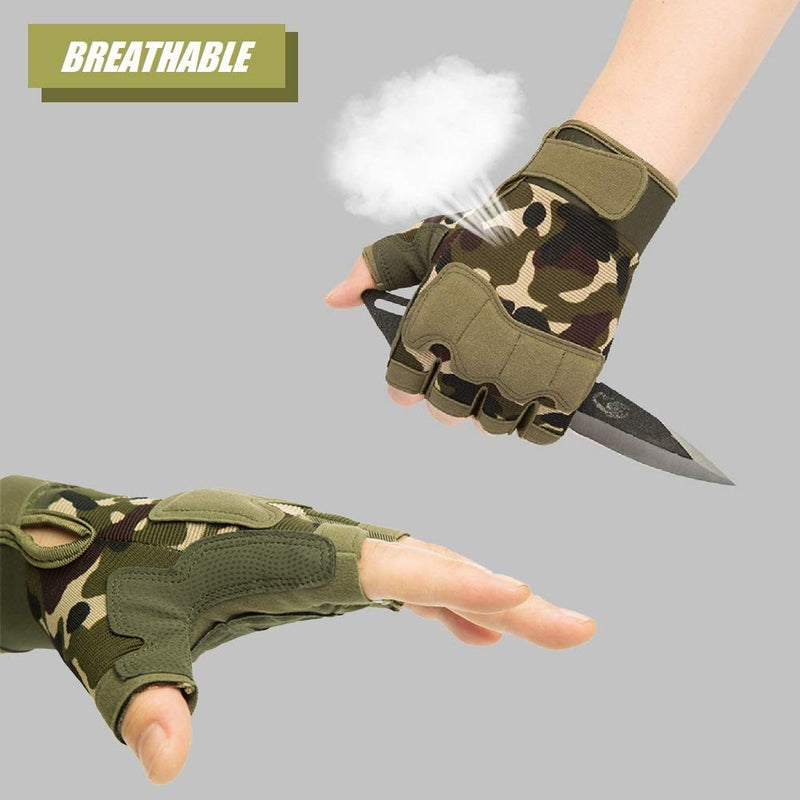 HYCOPROT Fingerless Tactical Gloves, Knuckle Protective Breathable Lightweight Outdoor Military Gloves for Shooting, Hunting, Motorcycling, Climbing Small Black - BeesActive Australia