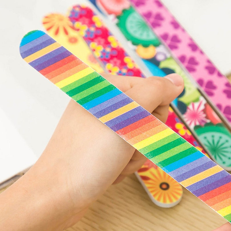 HugeStore 10 Pcs Professional Double Sided Nail Files Emery Board Grit Nail Buffering Files Manicure Pedicure Colorful - BeesActive Australia