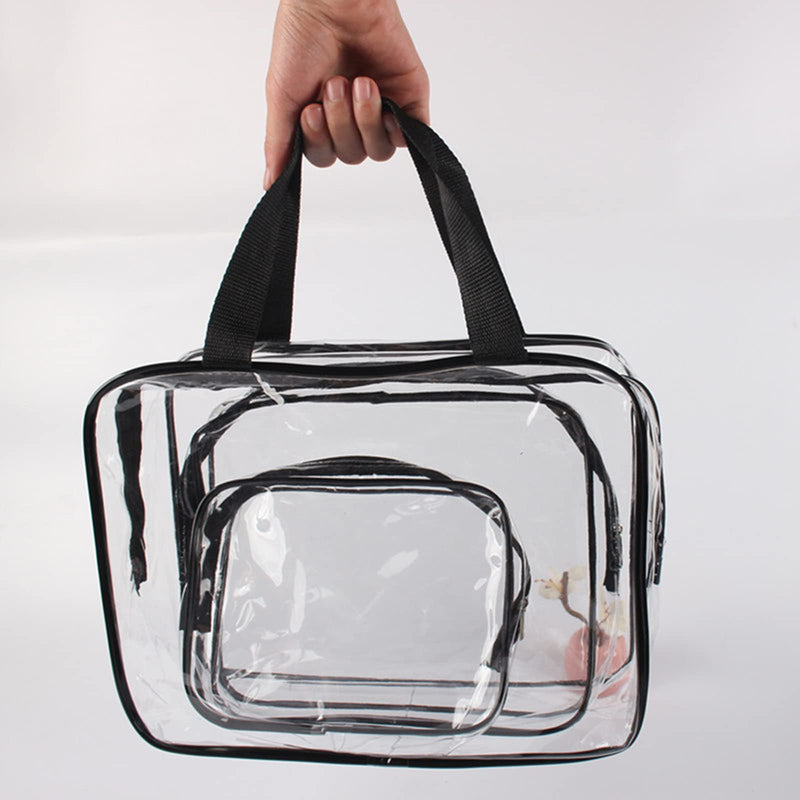 Clear Toiletry Bags, 3 in 1 Clear Cosmetic Bag, Premium Waterproof Transparent PVC Travel Bag Wash Bag Makeup Organiser Bag for Men, Women and Kids. - BeesActive Australia