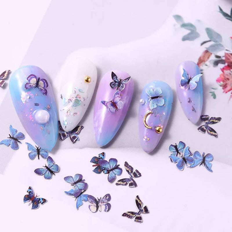 Le Fu Li About 150（3 boxes） Nail Charm Creative DIY Resin Butterfly Nail Jewelry Nail Art Decoration - BeesActive Australia