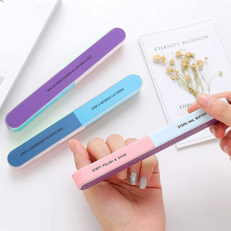 Professional Nail File and Buffers, Yokilly 17PCS Manicure Tools Kit DIY Nail Art Set, Nail File,Polishing Buffer,Buffer Block, Brush - BeesActive Australia