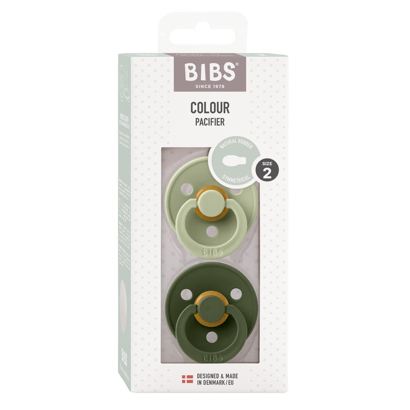 BIBS Pacifiers 6-18 Months | 2-Pack Soothers | BPA-Free Symmetrical Nipple | Made in Denmark | Sage/Hunter Green Colour Pacifier - BeesActive Australia