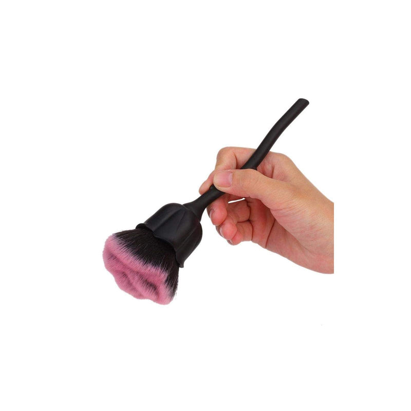 NITRIP Rose Shape Long Handle Nail Art Brush Manicure Nail Polishing Dust Powder Removal Brush(Black+Pink) Black+Pink - BeesActive Australia