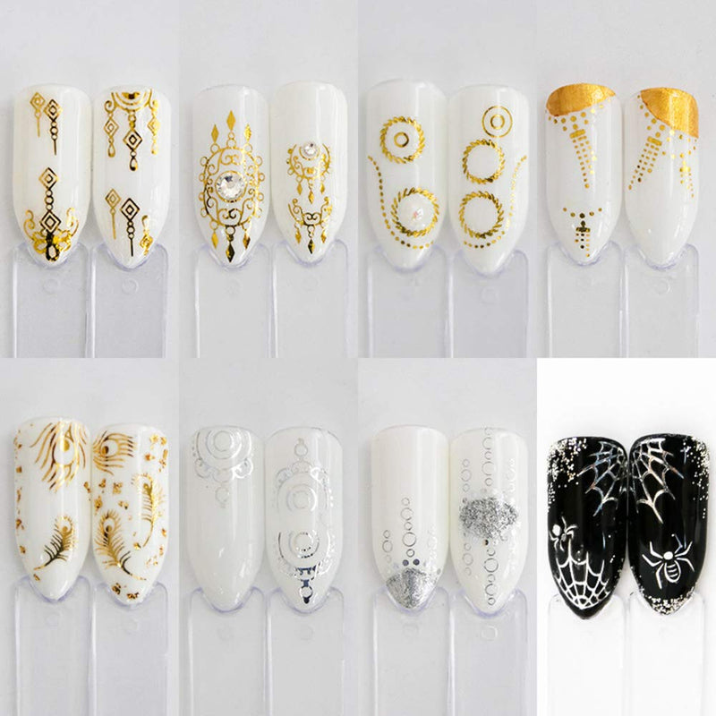 Jurxy 30 PCS Watermark Nail Sticker Water Transfer Stickers Decals Applique DIY Salon Usage Decoration Tools – Random Pattern - Gold and Silver - BeesActive Australia