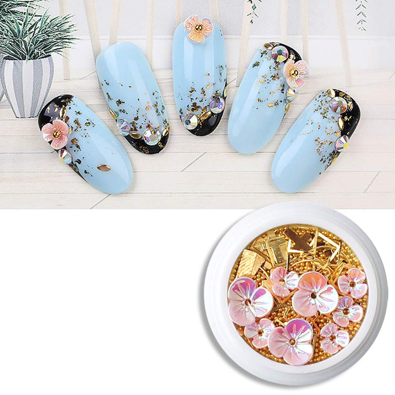 SILPECWEE 6 Boxes 3d Nail Art Decoration Set Cat Eye Stones Shell Flower Metal Nail Studs Manicure Jewelry With 1Pc Tweezers And Picker Pencil NO1 - BeesActive Australia