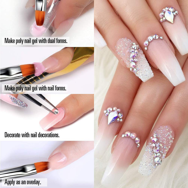 Modelones Poly Nail Gel Builder 50ML 1.76oz Clear Color Nail Extension Gel Enhancement Nail Thickening Acrylic Extension Trial Professional Technician Tool - BeesActive Australia
