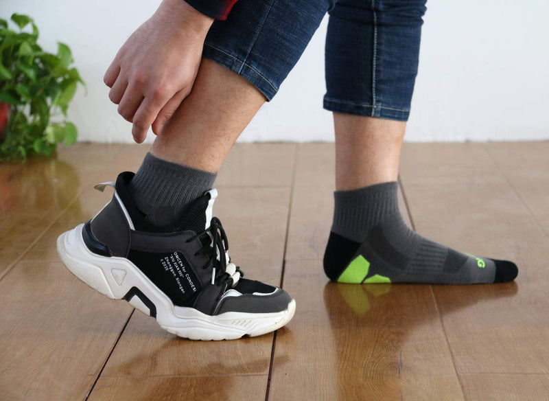 [AUSTRALIA] - BERING Men's Performance Athletic Ankle Running Socks (6 Pack) Shoe Size: 6-12 Darkgrey/Black 