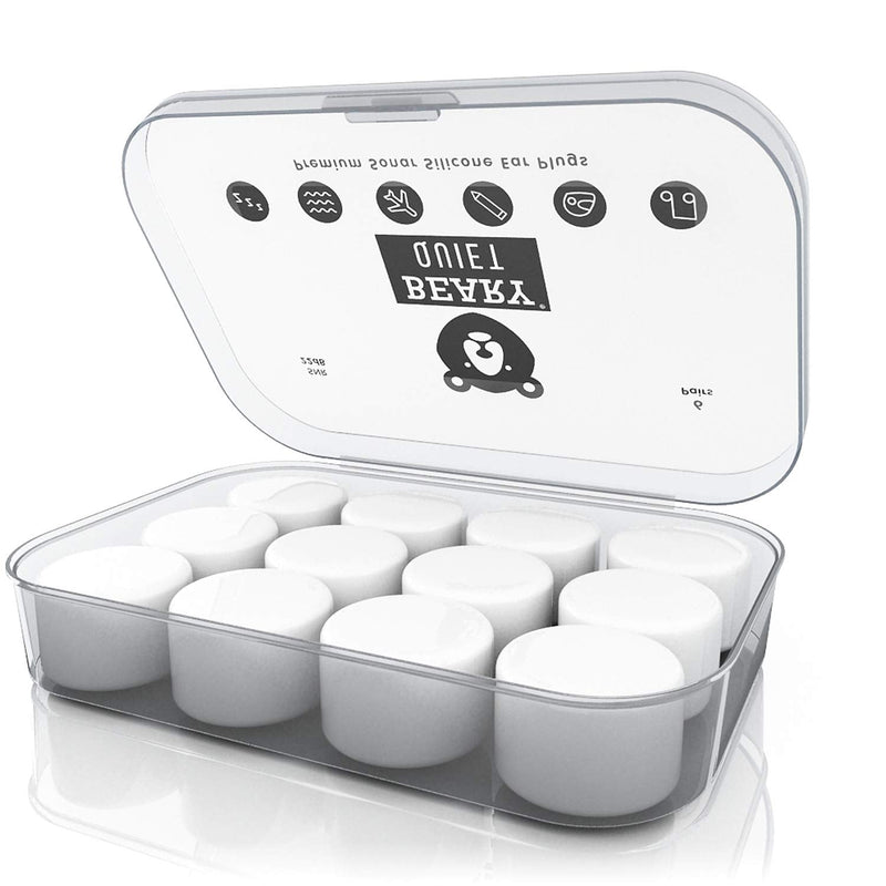 Beary Quiet Silicone Ear Plugs for Sleeping and Noise Cancelling 6 Pairs Free Case Custom Fit Soft Mouldable Earplugs - BeesActive Australia