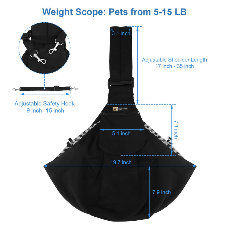 Pet Sling Carrier, Small Dogs and Cats Carrier Sling, Hand Free Adjustable Small Pets Shoulder Bag for Traveling, Outdoor (Pets Weight: 5-17LB) - BeesActive Australia