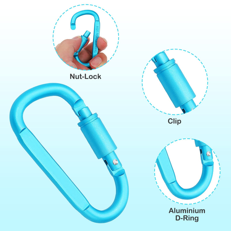 Craebuer 4 Pack Carabiner Clip, 3 inch Aluminum D-Ring Shape Locking Carabiners, Snap Hook Sport Accessories for Outdoor Camping Hiking - BeesActive Australia