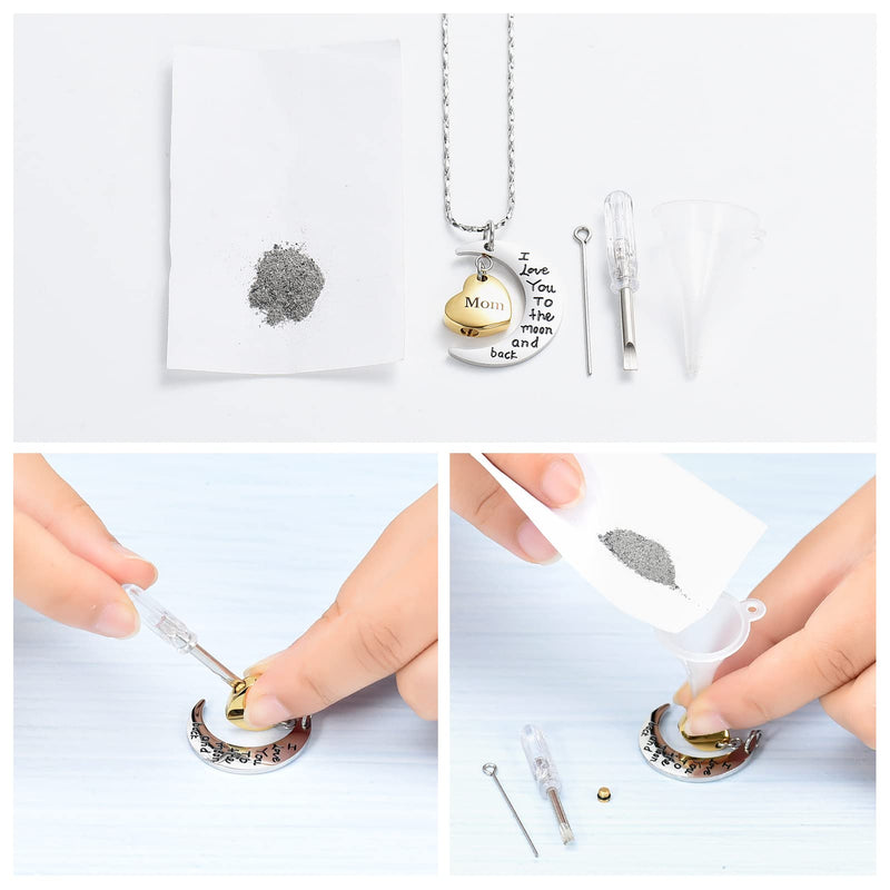 I Love You to The Moon and Back Memorial Urn Necklace for Ashes Keepsake Cremation Jewelry for Pet Human (Mom) - BeesActive Australia