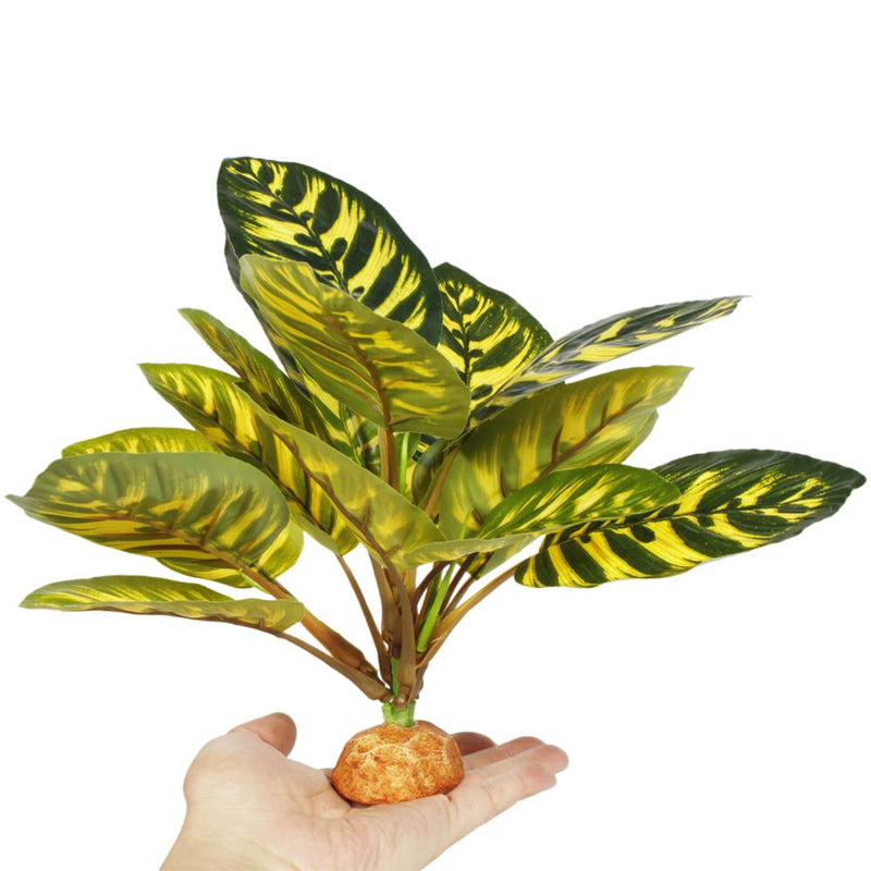 WOLEDOE Reptile Terrarium Decor Plants, Bearded Dragon Tank Accessories fit Crested Gecko Leopard Lizard Chameleon Ball Python Snake Frog - Yellow Fake Prayer Peacock Plants - BeesActive Australia