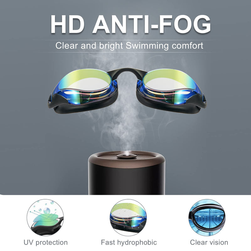 Professional Racing Mirrored Goggles Adjustable Scale Strap Hnearstar Anti-fog Anti-UV Silicone Swim Goggles Adult Men Women White - BeesActive Australia