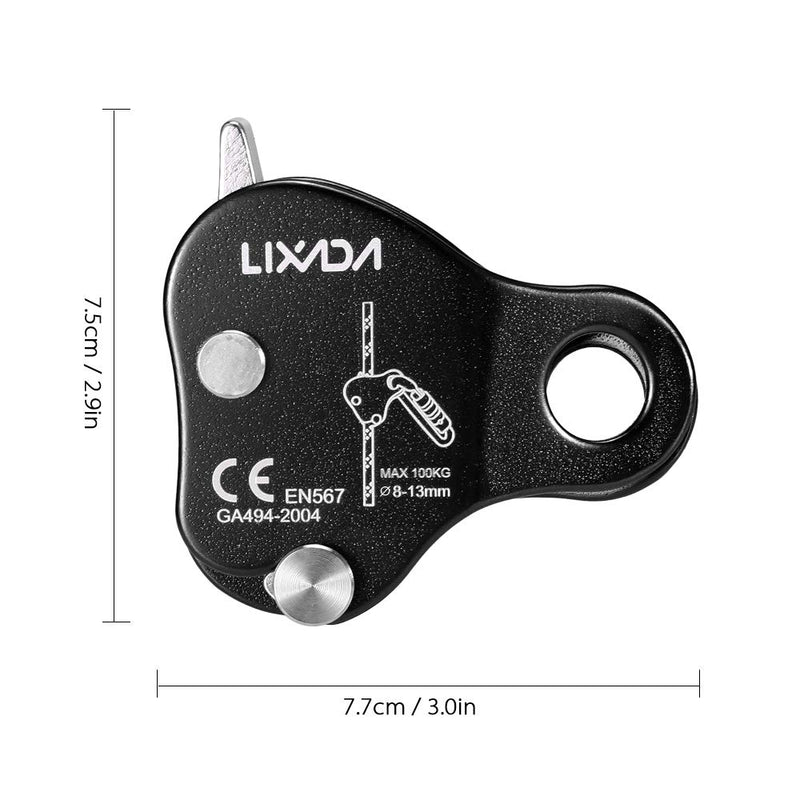 Lixada Rock Climbing Ascender Ultralight Fall Arrest Protection Belay Device Self-Locking 8-13MM Rope Grip Clamp for Outdoor Climbing and Rescue Black - BeesActive Australia