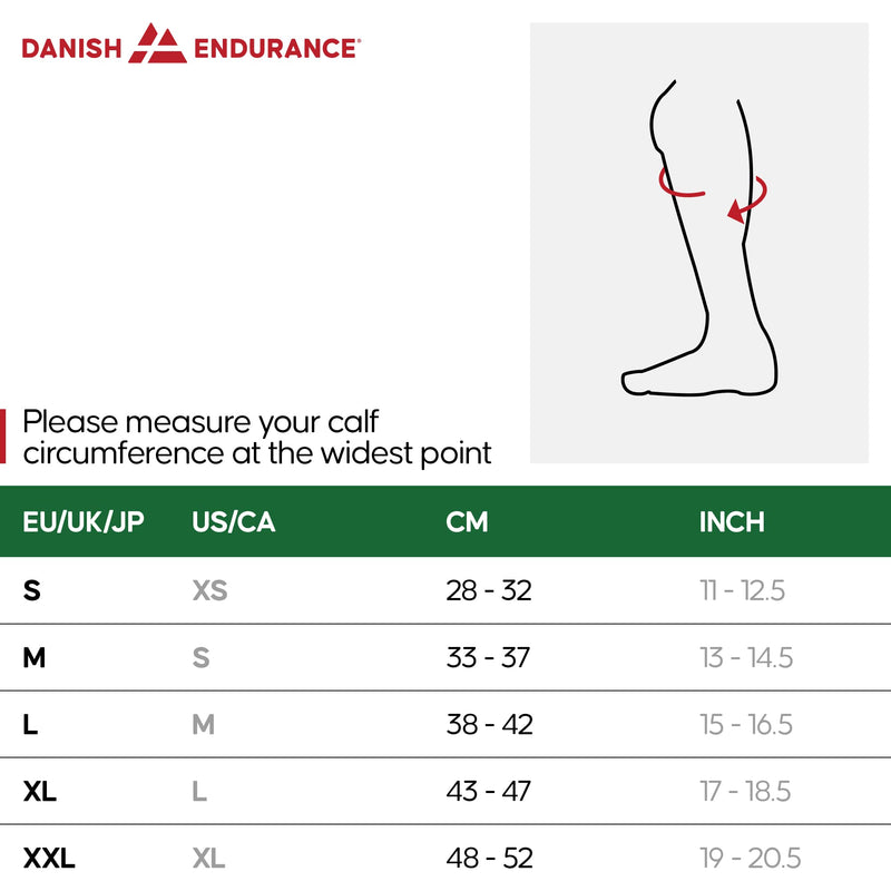 DANISH ENDURANCE Graduated Calf Compression Sleeves 21-26mmHg for Men & Women, Performance Running, Cycling, Sports Solid Black 1 Pair Medium - BeesActive Australia