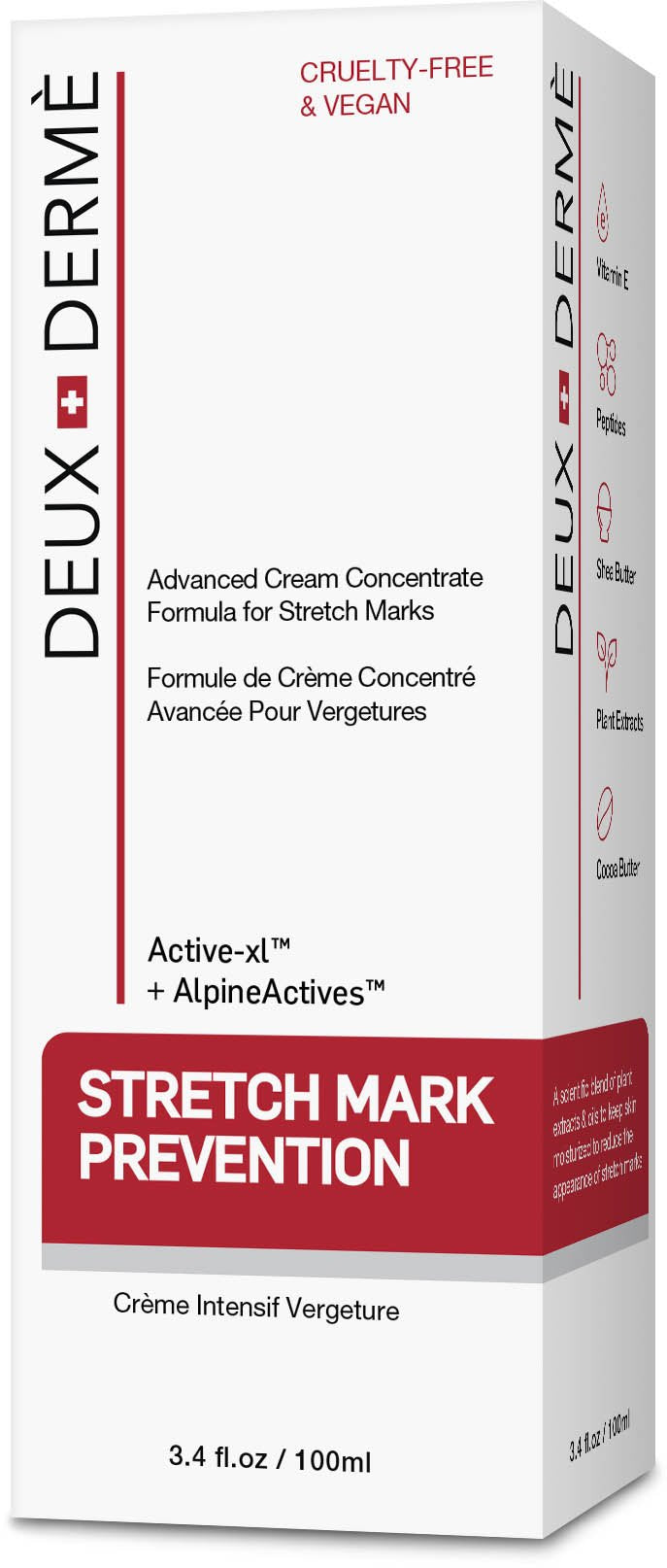 Deux Derme - Stretch Mark Prevention Cream, with Vitamin E, Cocoa Butter for Pregnancy, Weight Gain, 3.4 oz. - BeesActive Australia